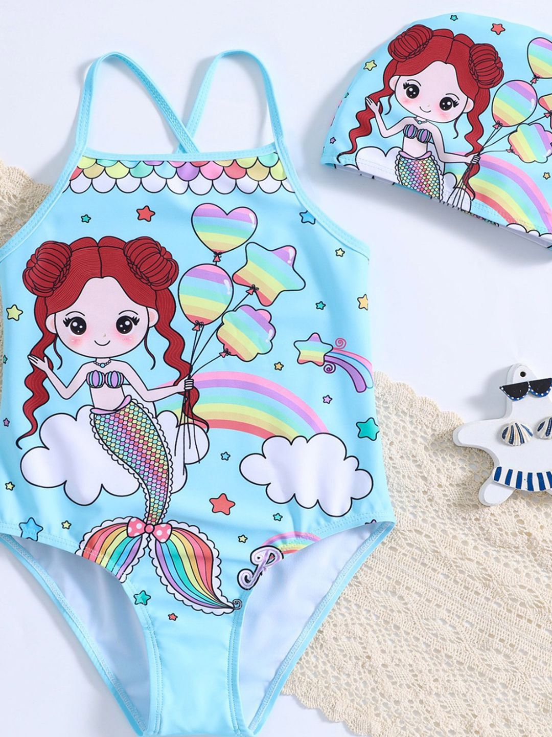 YK Girls Printed Swimwear Bodysuit