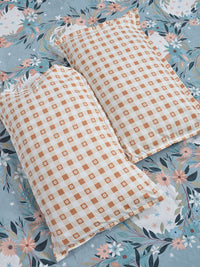 Aura Blue & White Floral Printed Set Cadar King 300 TC 2.5 m x 2.25 m