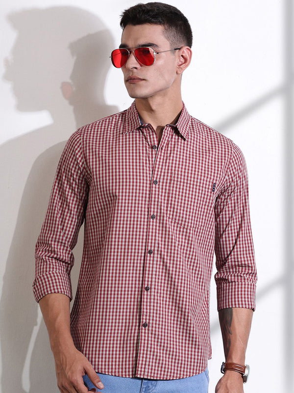 Thomas Scott Men Premium Gingham Checks Casual Shirt