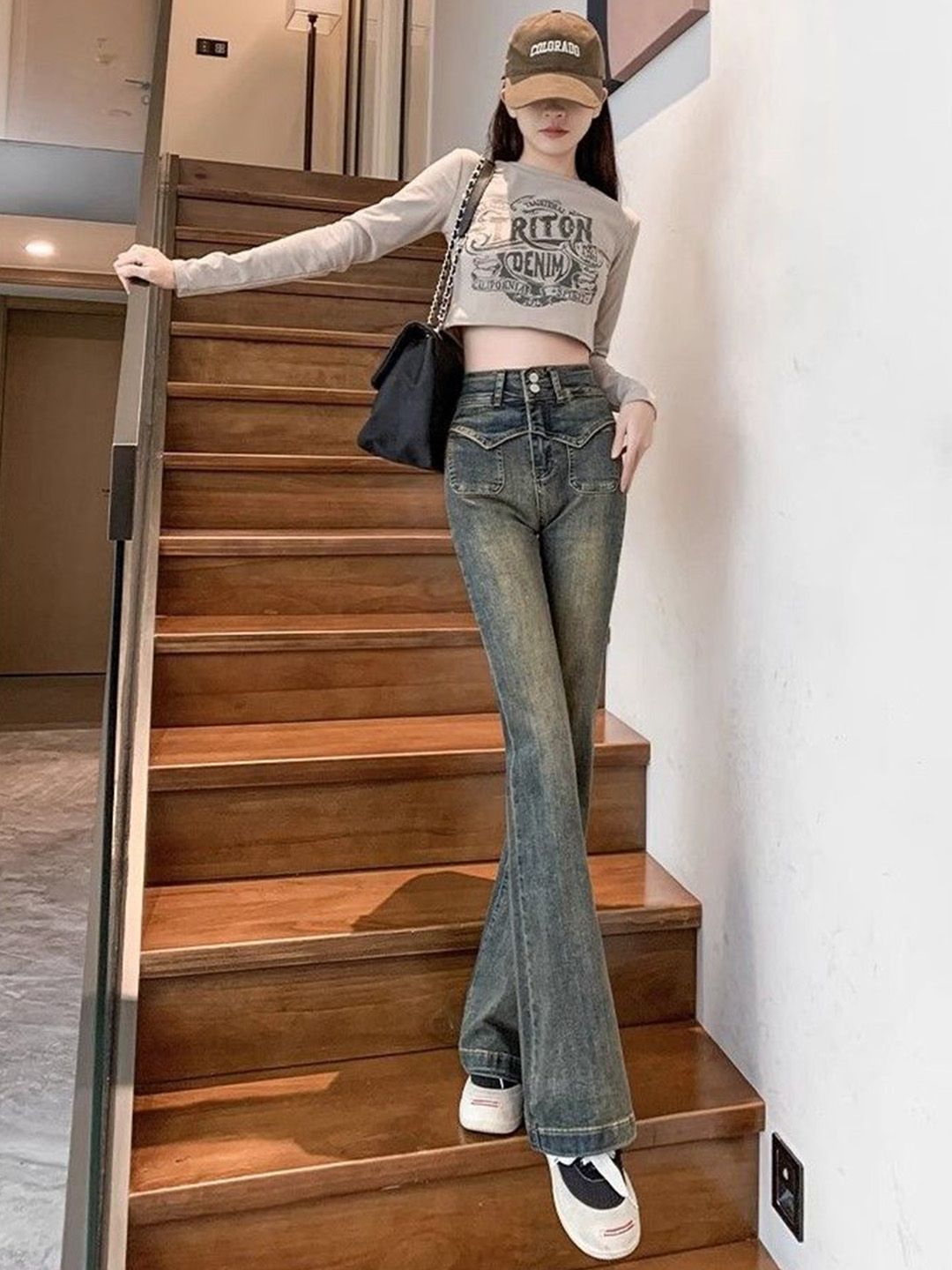 DressBerry Women Flared High-Rise Light Fade Cotton Jeans