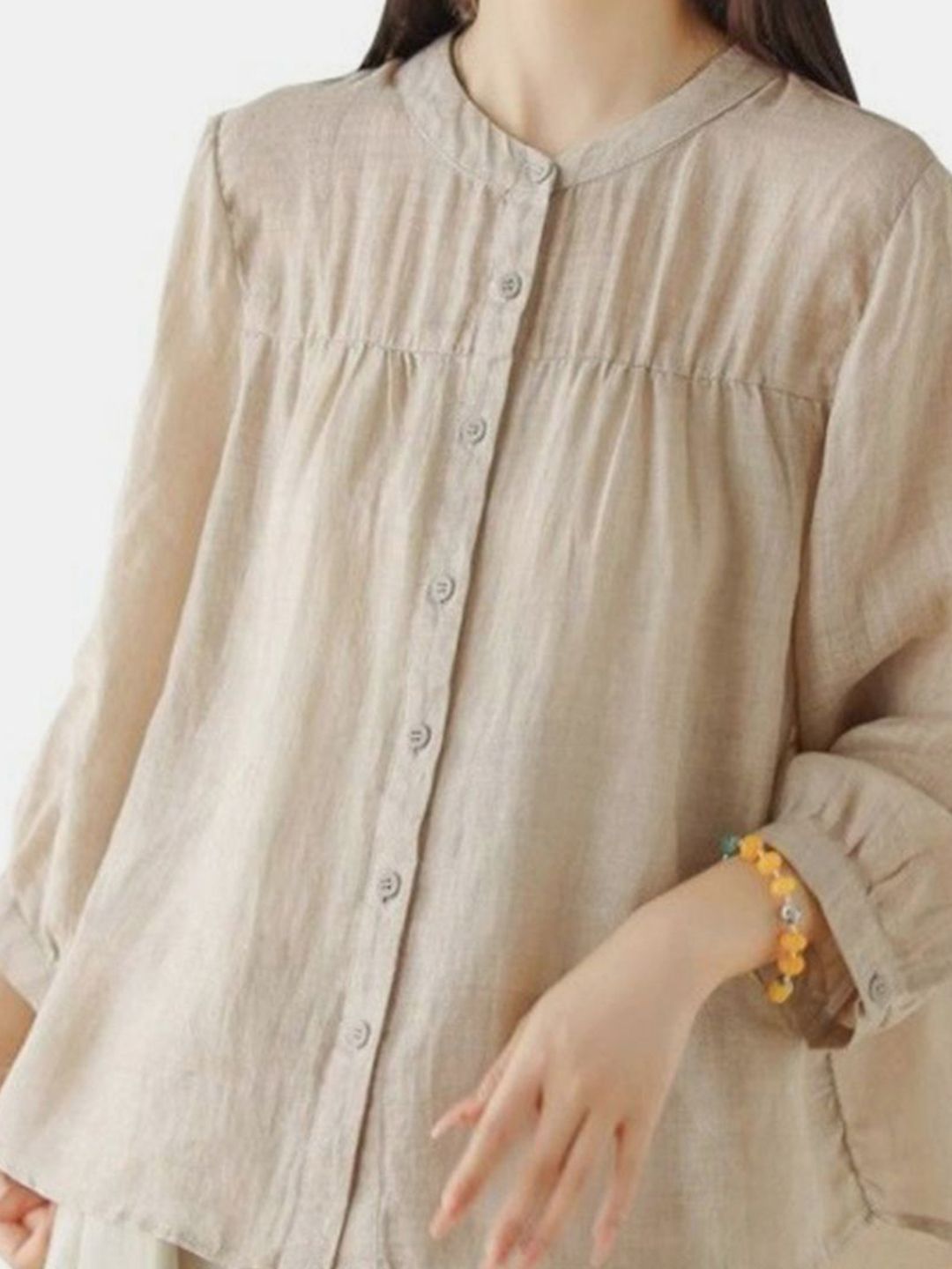 DressBerry  Woman Mandarin Collar Cotton Top