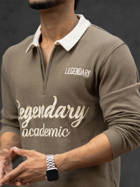 Powerlook Men Textured Typography Printed Polo Collar T-shirt