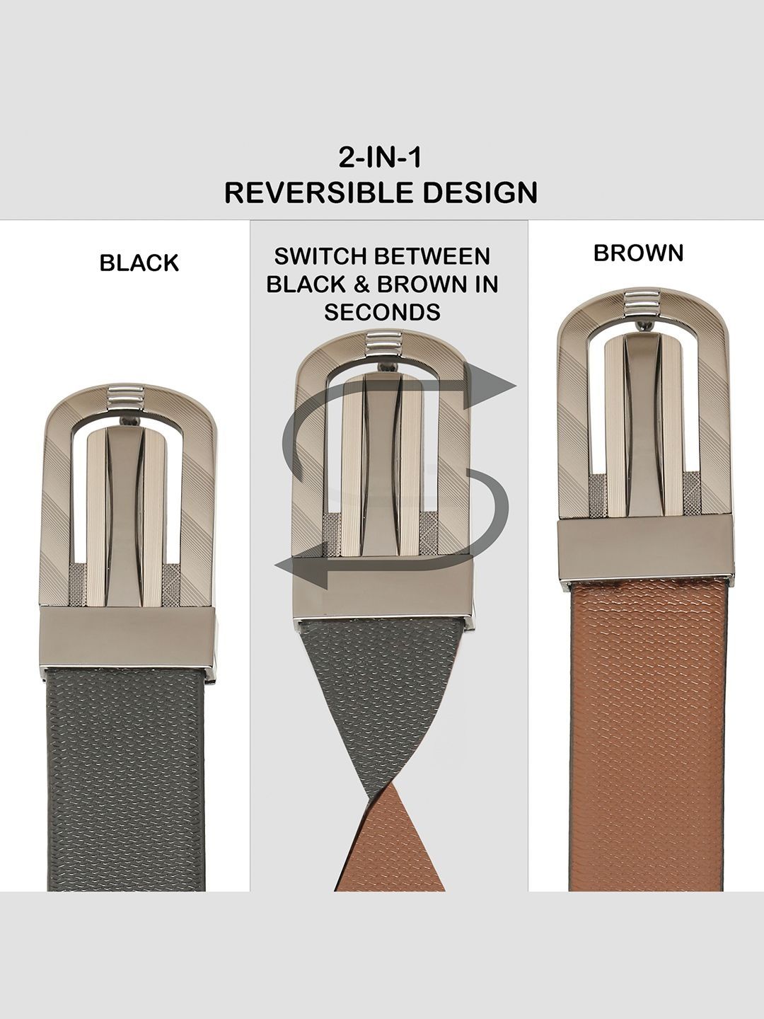 Teakwood Leathers Men Textured Leather Reversible Formal Belt