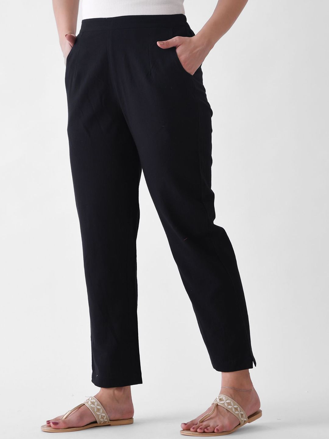 Rustorange Women Pure Cotton Mid-Rise Trouser