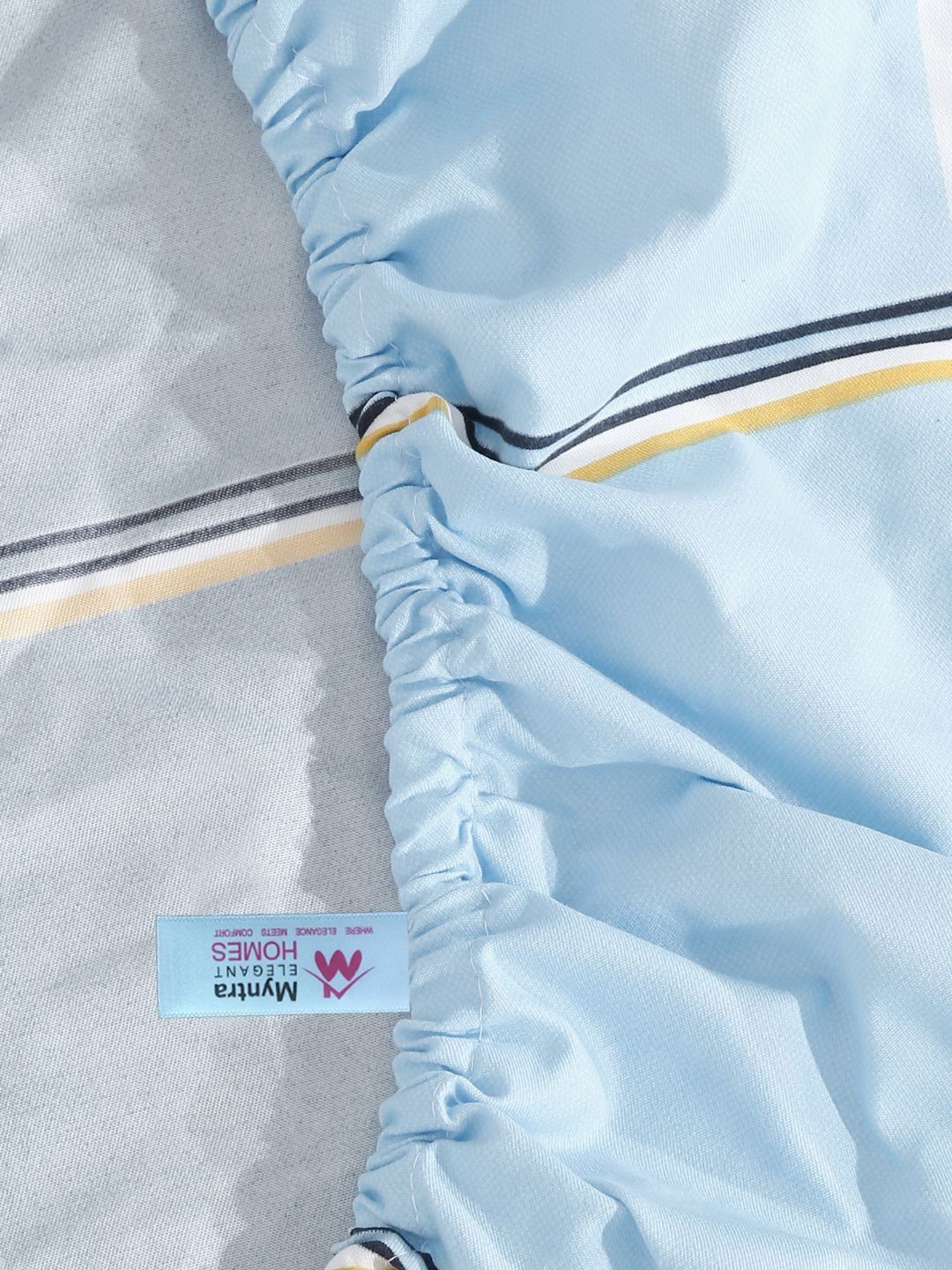 Myntra Elegant Homes Blue Checked Polycotton Breathable 300 TC Dilengkapi Cadar Single Halus dengan Sarung Bantal-59 x 87 inci