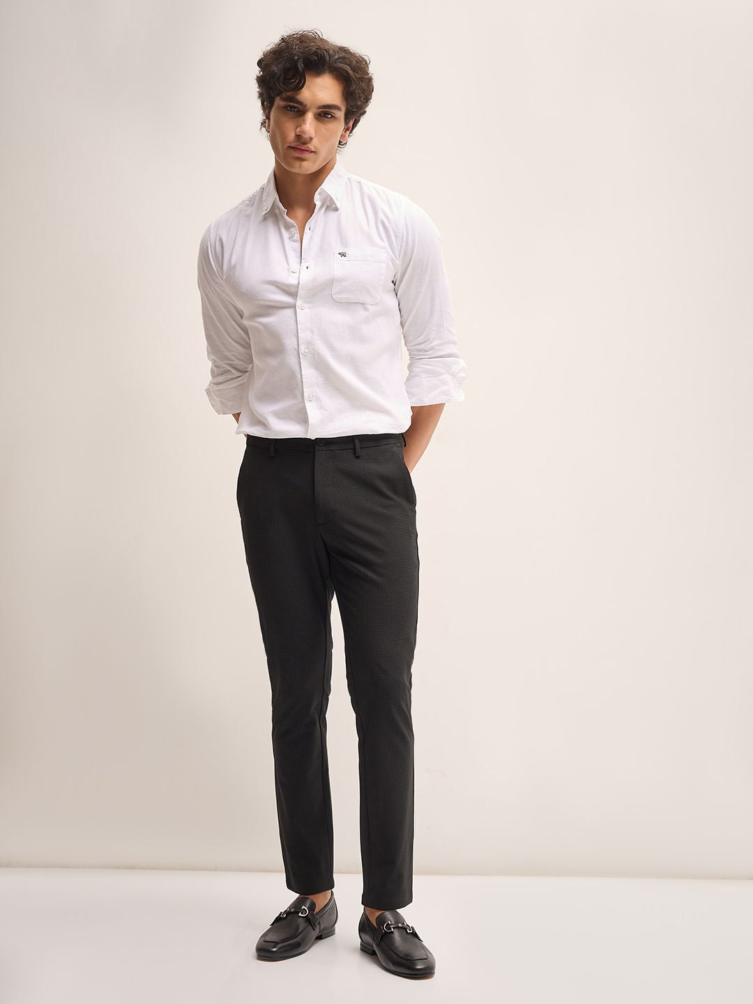 THE BEAR HOUSE Men Slim Fit Chinos Formal Trousers