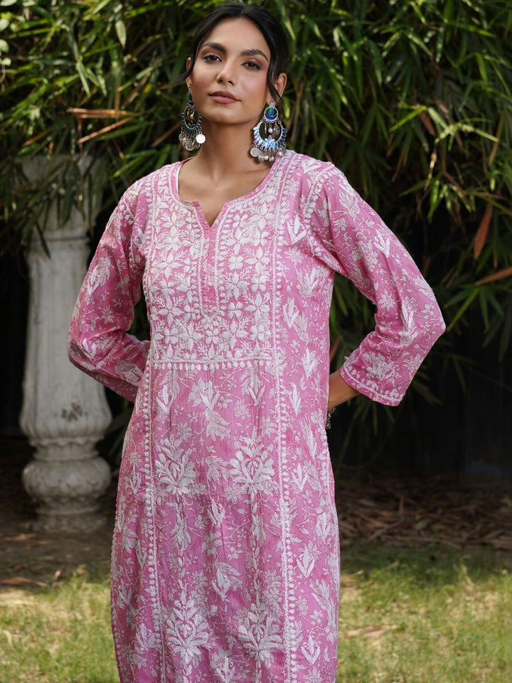 House of Chikankari Women Floral Embroidered Chikankari Kurta