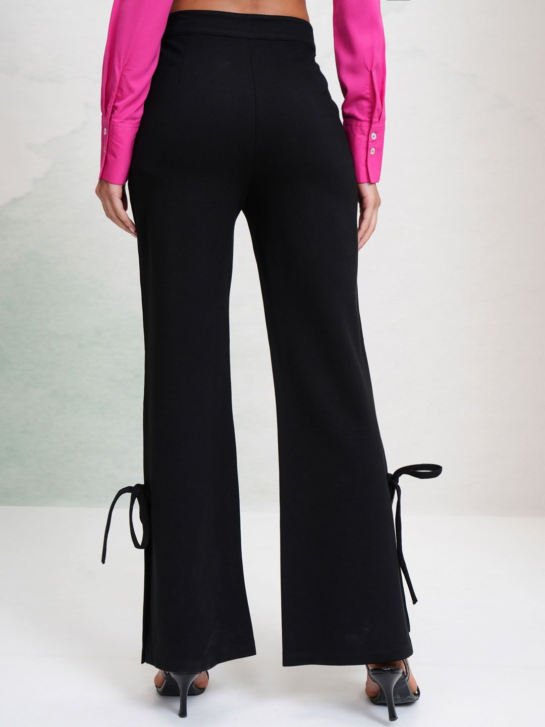 Tokyo Talkies Women Solid Hi-Waist Bootcut Pants Trousers