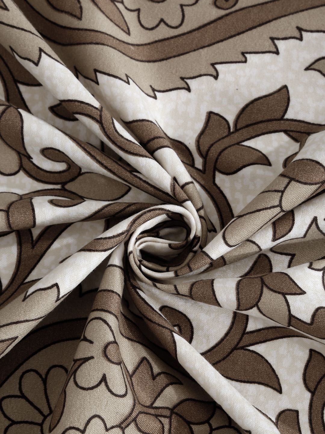 Myntra Elegant Homes Beige Floral Cotton 300 TC Single Cadar Superfine dengan Sarung Bantal-89 x 59 inci