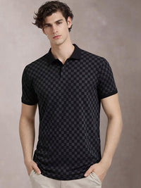 Baju-T Kolar Polo Berpetak ADRO Lelaki