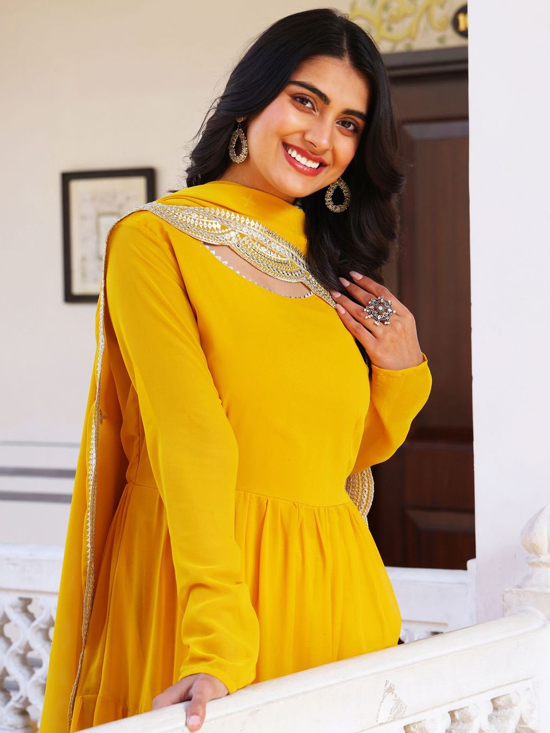 KALINI Women Tiered Kurta with Pyjamas & With Dupatta