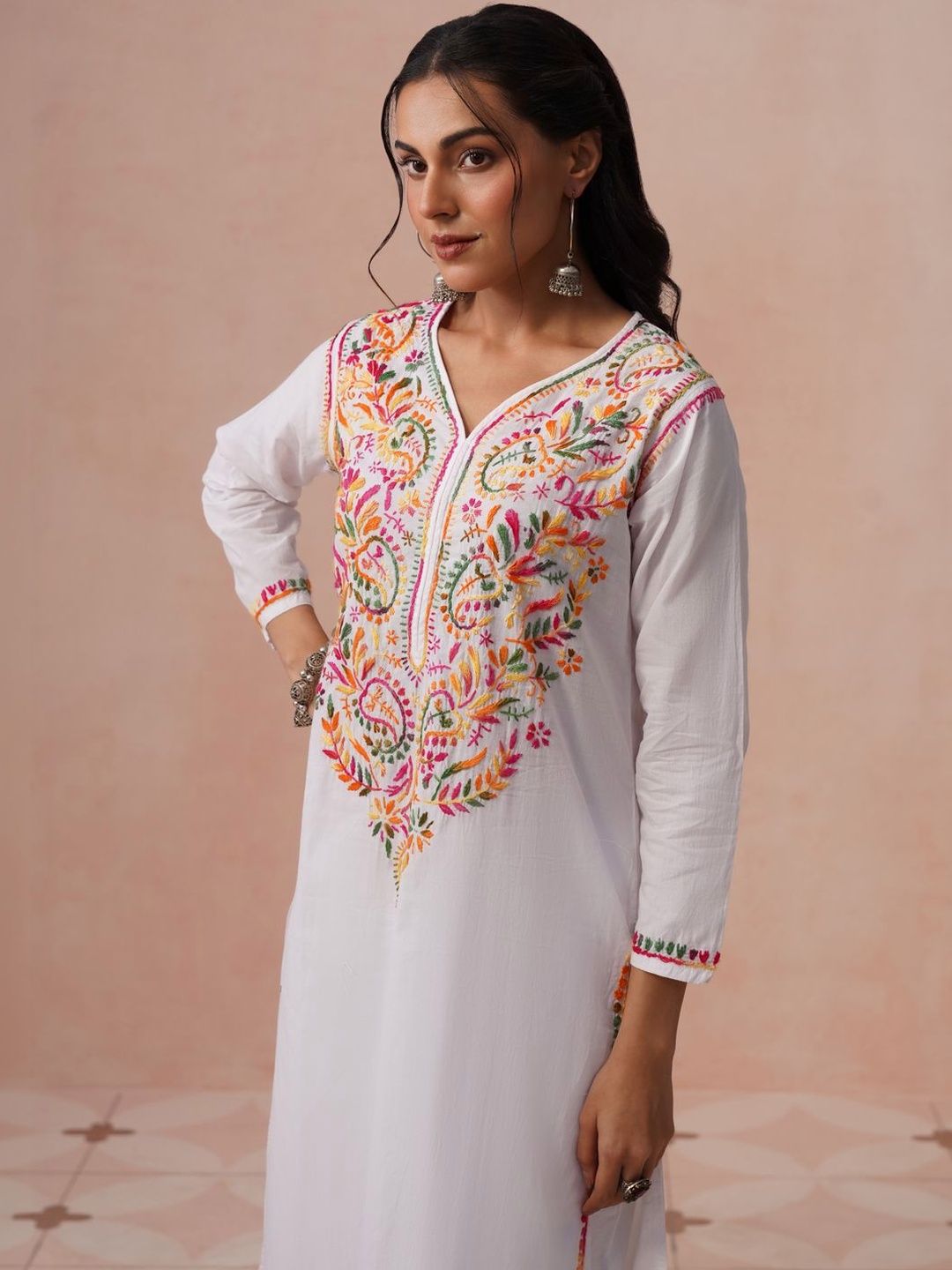 House of Chikankari Women Ethnic Motifs Embroidered Thread Work Kurta