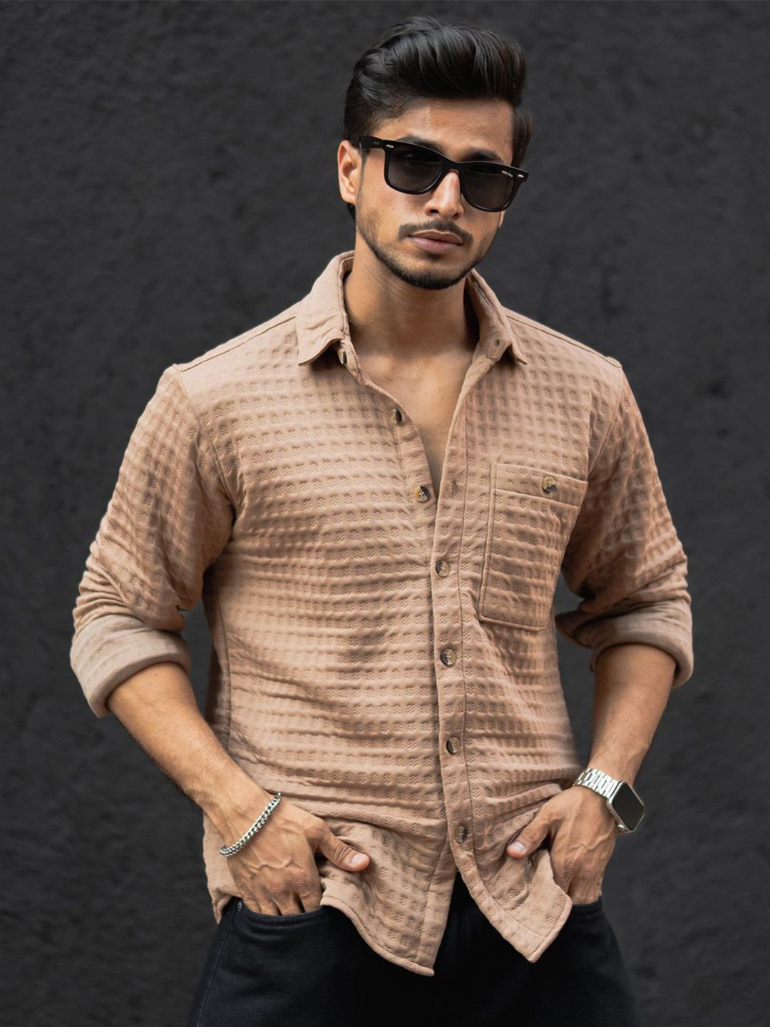 Powerlook Men Horizontal Stripes Opaque Casual Shirt