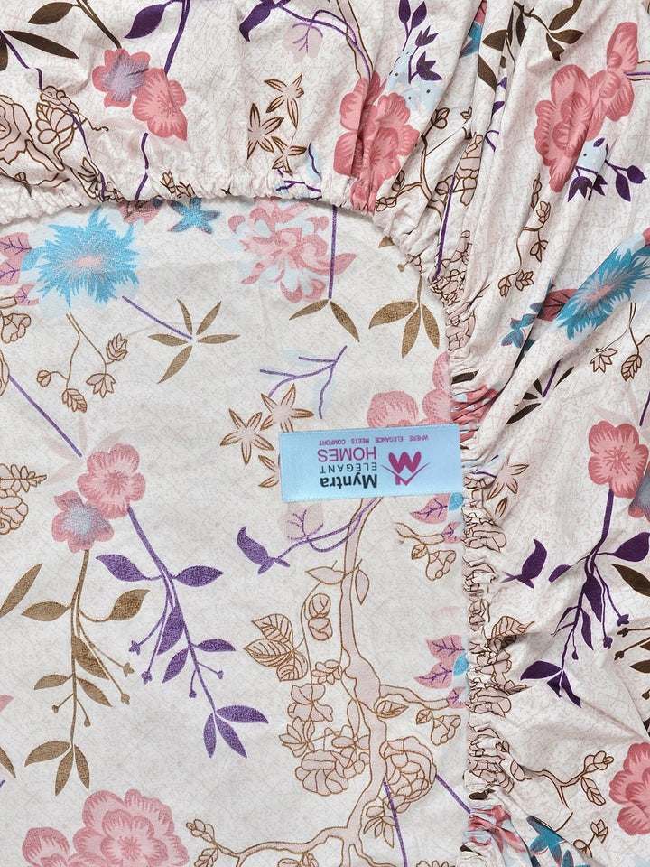 Myntra Elegant Homes Multicoloured Floral 300 TC Single Bedsheet with 1 Pillow Covers