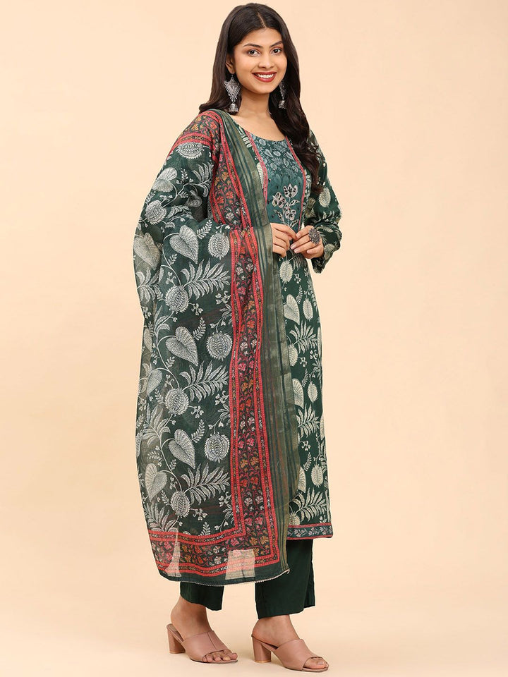 Mamicha Women Floral Printed Regular Pure Cotton Kurta with Palazzos & With Dupatta