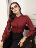 Style Quotient Women Mandarin Collar Shirt Style Top
