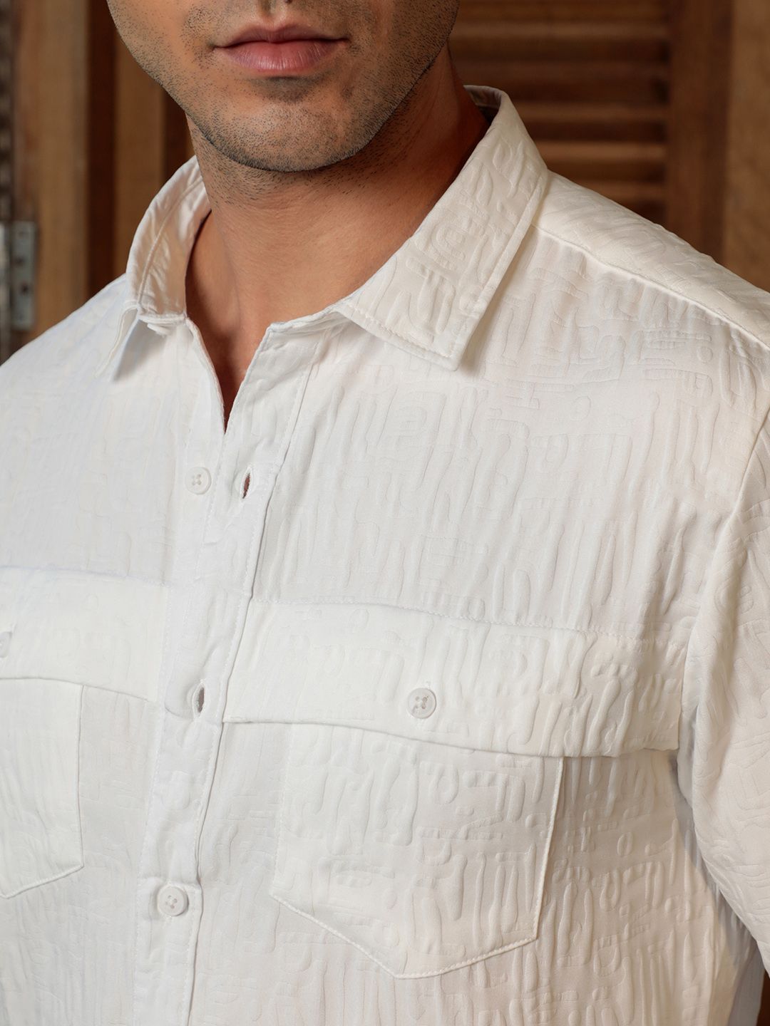 Campus Sutra Self Design Comfort Regular Fit Casual Shirt
