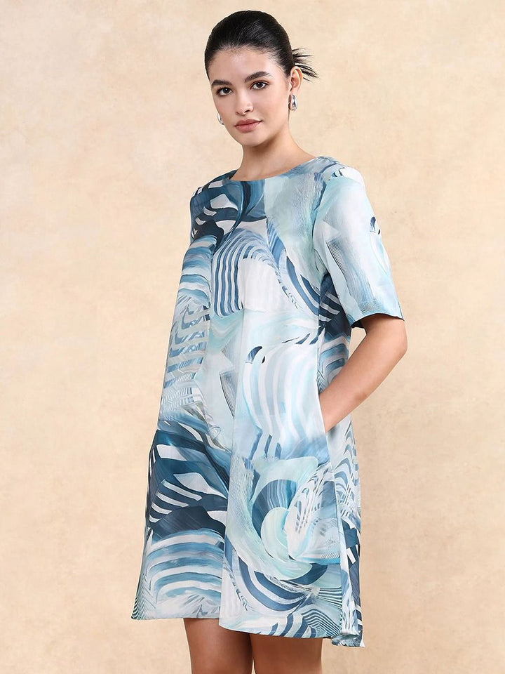 Rareism Women Abstract Printed A-Line Mini Dress