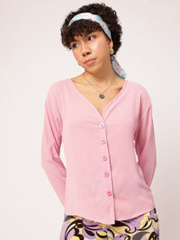 DressBerry Dreamy Drape Plunge Neck Shirt Style Top