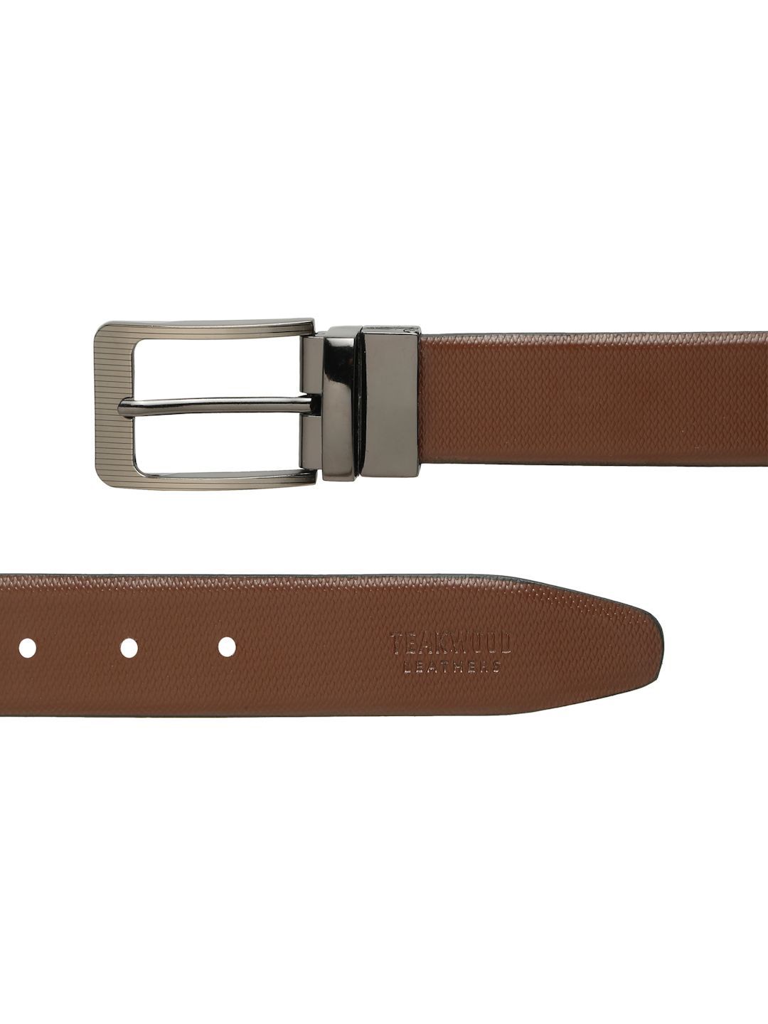 Teakwood Leathers Men Textured Leather Reversible Formal Belt