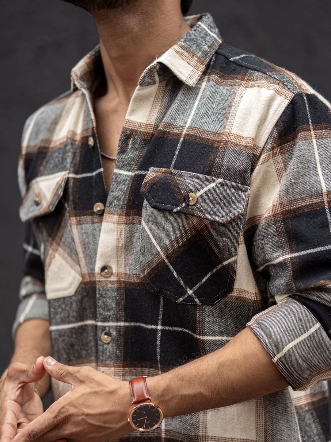 Powerlook Men Tartan Checks Opaque Checked Casual Shirt