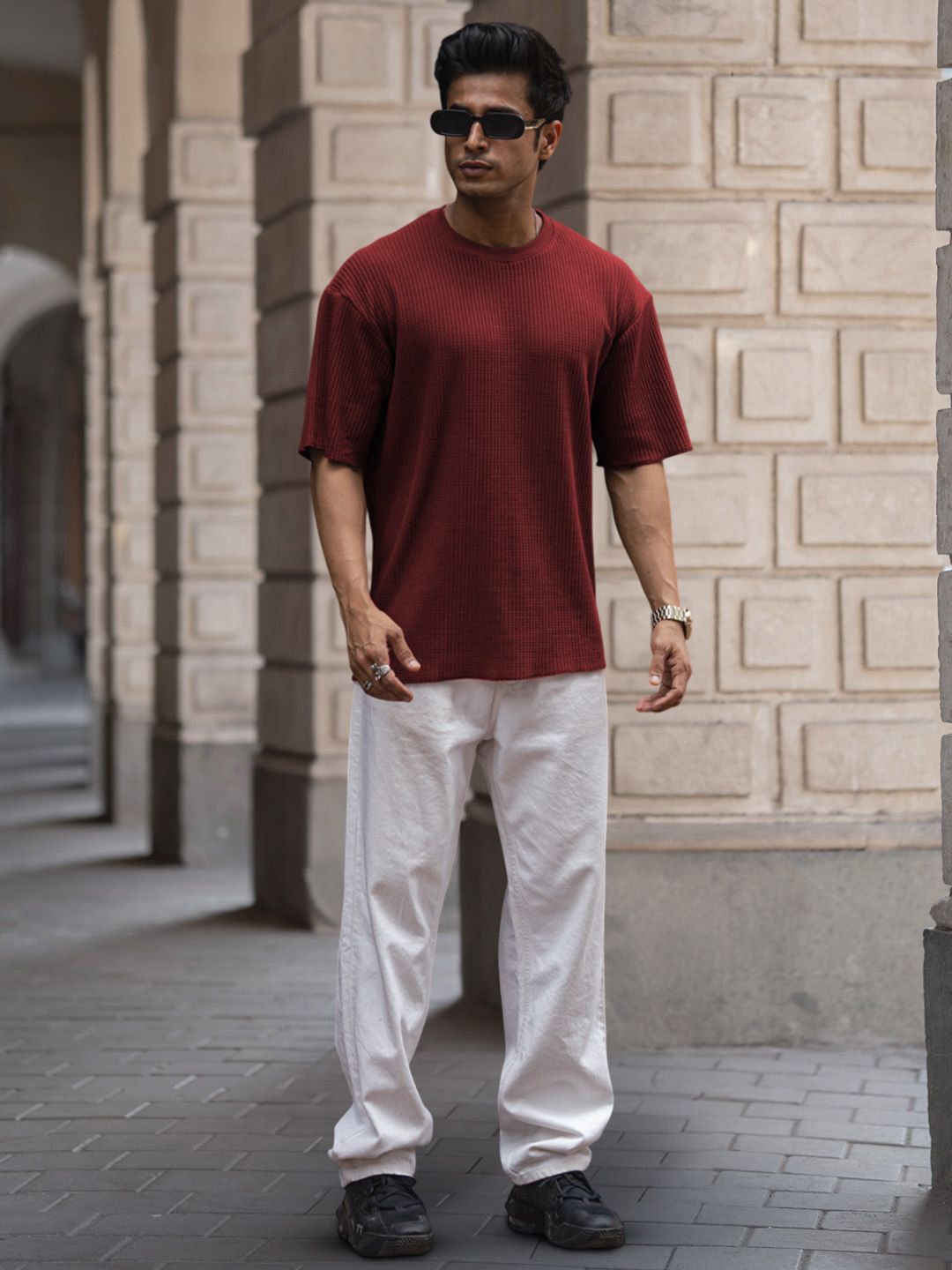 Powerlook Men Drop-Shoulder Sleeves Oversized T-shirt