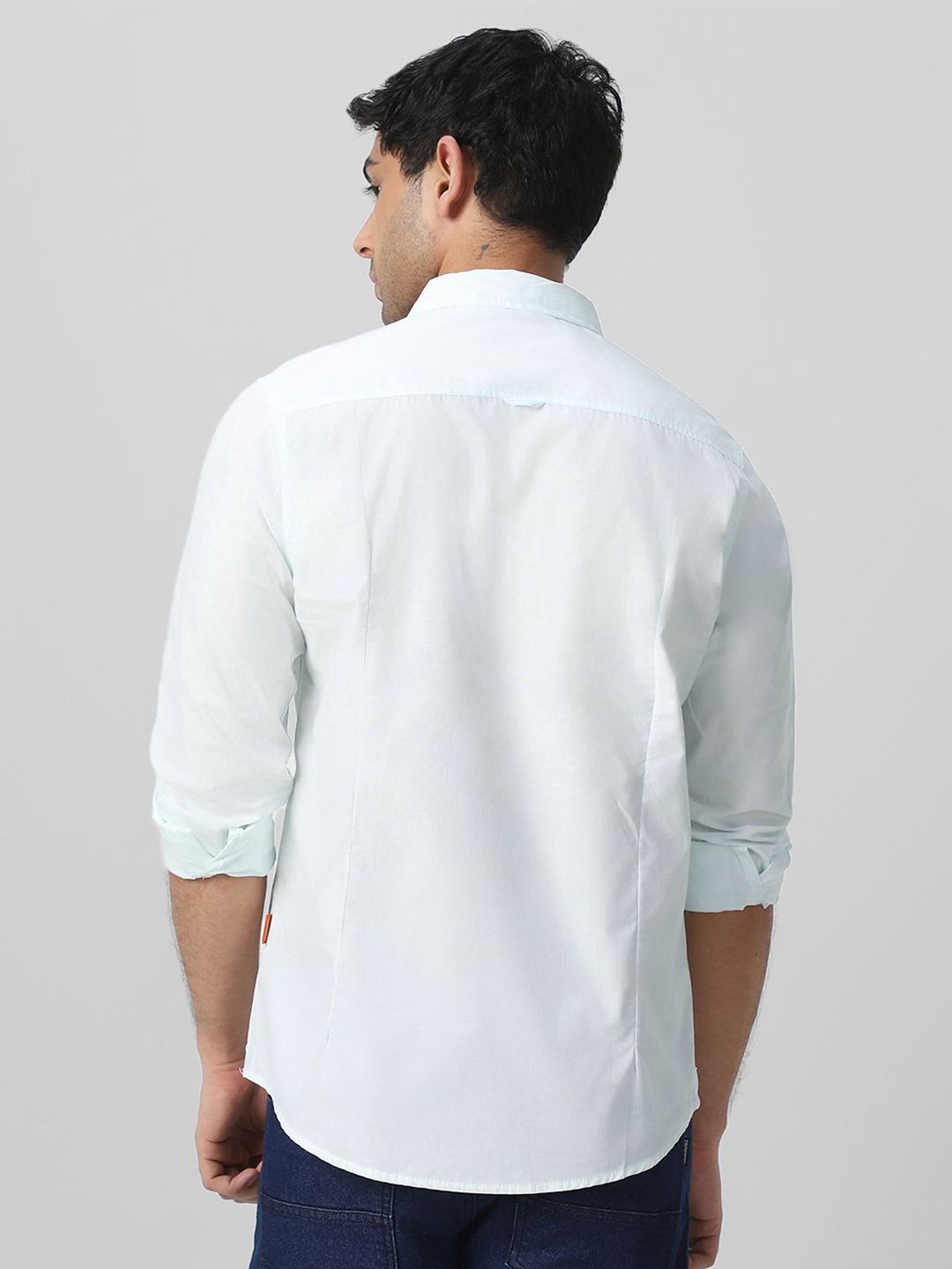 Urbano Fashion Men Spread Collar Solid Cotton Casual Shirt