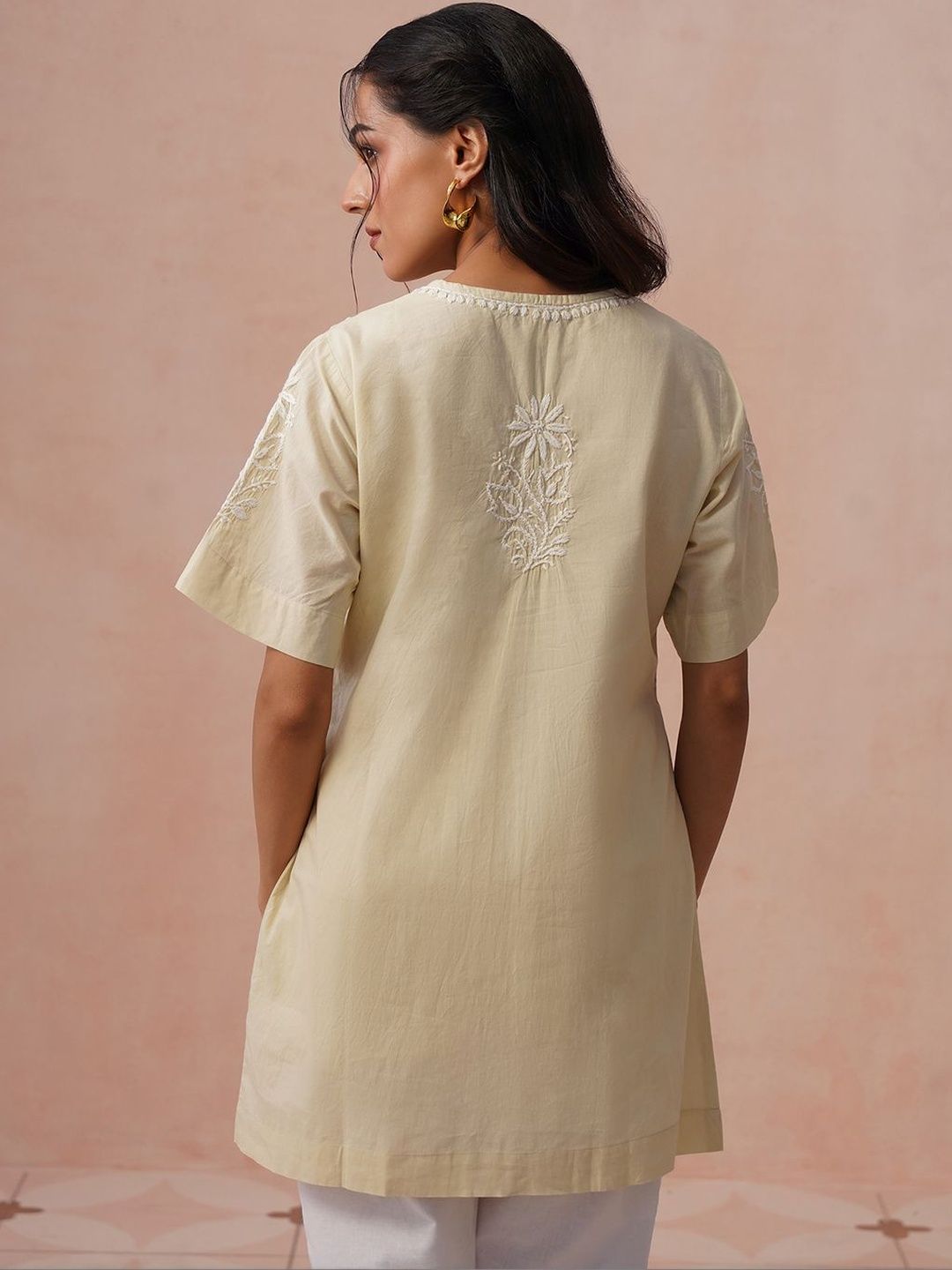 House of Chikankari Women Ethnic Motifs Embroidered Flared Sleeves Chikankari Kurta