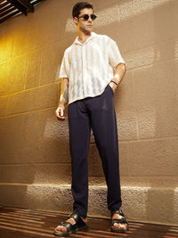 Campus Sutra Men Relaxed Fit Mid Rise Comfort Trousers