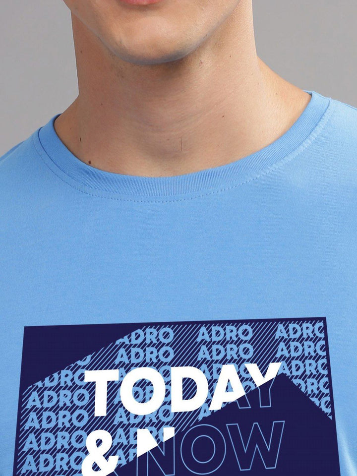 ADRO Men Typography Printed Round Neck Cotton T-shirt