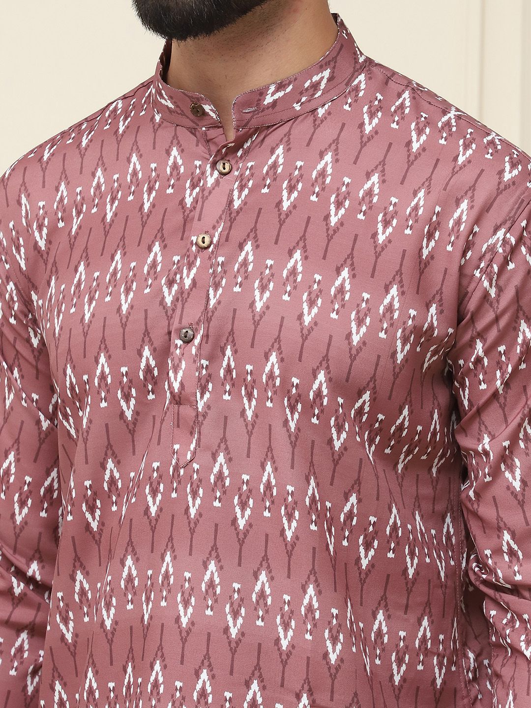 SOJANYA Ethnic Motifs Printed Band Collar Cuffed Sleeves Pure Cotton Kurta