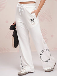 Tokyo Talkies Women Disney Mickey Mouse Printed Straight Fit High Rise Track Pants