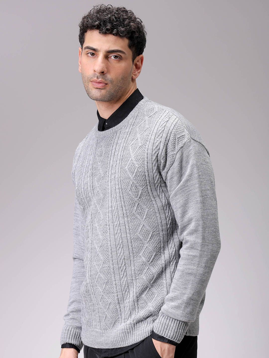 The Indian Garage Co Men Cable Knit Pullover