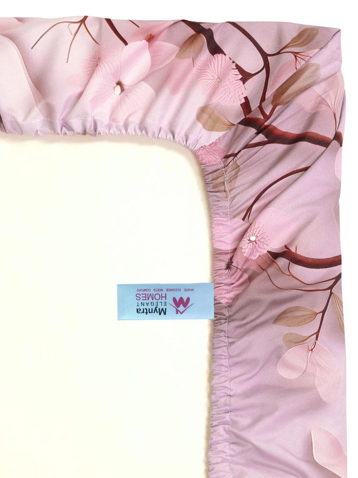 Myntra Elegant Homes White & Pink 400 TC King Bedsheet with 2 Pillow Covers