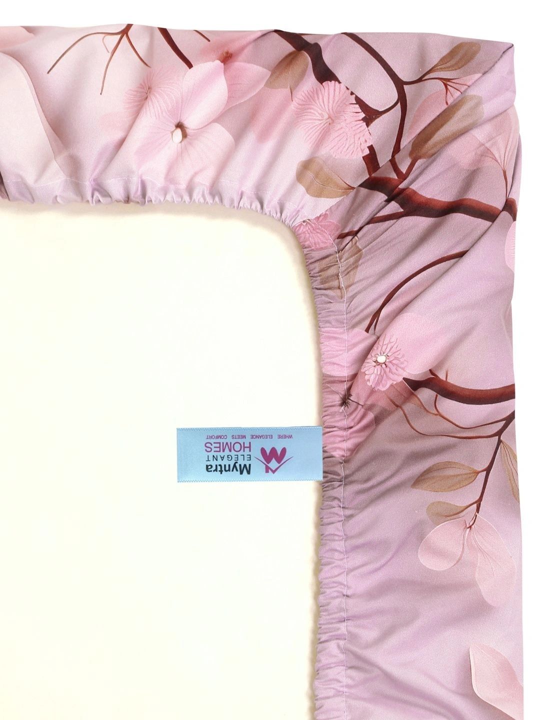 Myntra Elegant Homes White & Pink 400 TC King Bedsheet with 2 Pillow Covers