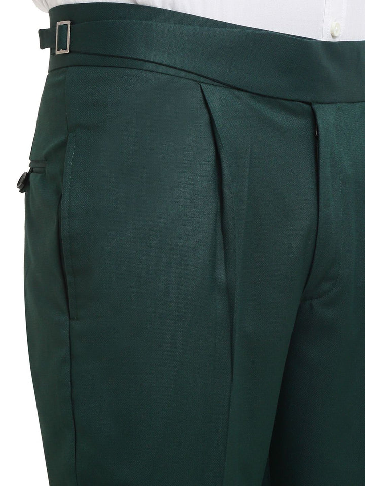 Men's Bottle Green Cotton Rich Solid Slim Fit Formal Gurkha Pants