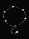 PANASH 925 Sterling Silver Rhodium-Plated Shell Pearls Beaded Link Bracelet