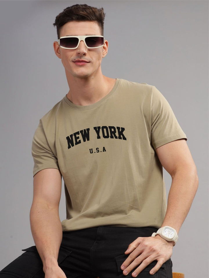 ADRO Men Typography Printed Applique T-shirt