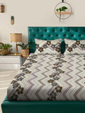 Myntra Elegant Homes White & Brown Floral 300 TC King Cadar dengan 2 Sarung Bantal