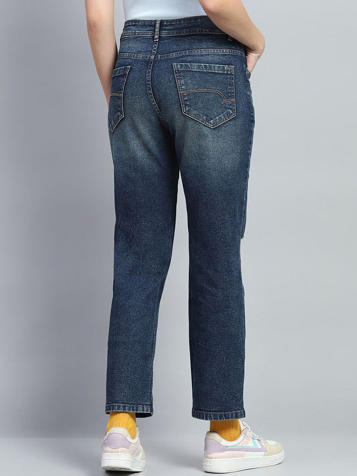 Monte Carlo Women Cotton Straight Fit Mildly Distressed Heavy Fade Jeans