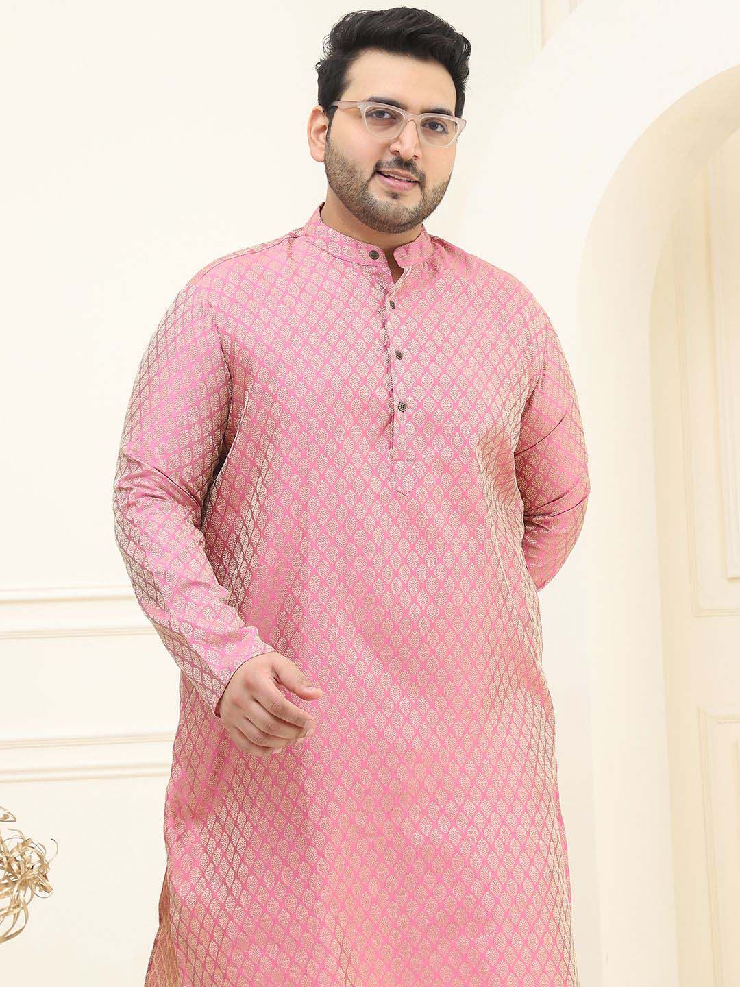 SOJANYA PLUS Motif Etnik Rekaan Tenunan Kurta Lurus Jacquard Dengan Pijama