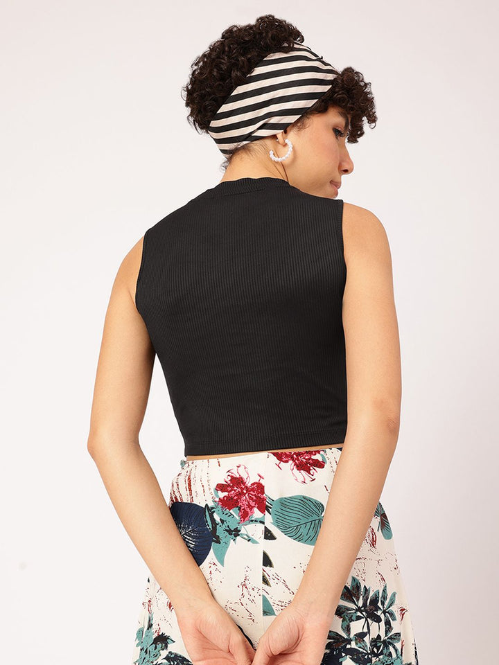 DressBerry Vintage Twist Cut-Out Ribbed Crop Top