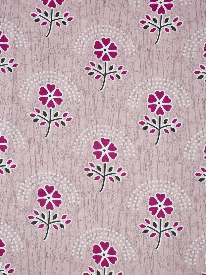 KLOTTHE Pink Floral Printed Dilengkapi 400 TC Kapas Cadar King & 2 Sarung Bantal