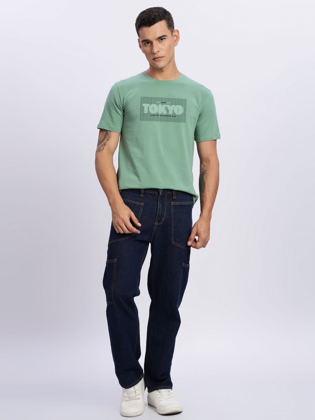 ADRO Typography Printed Round Neck Cotton T-shirt
