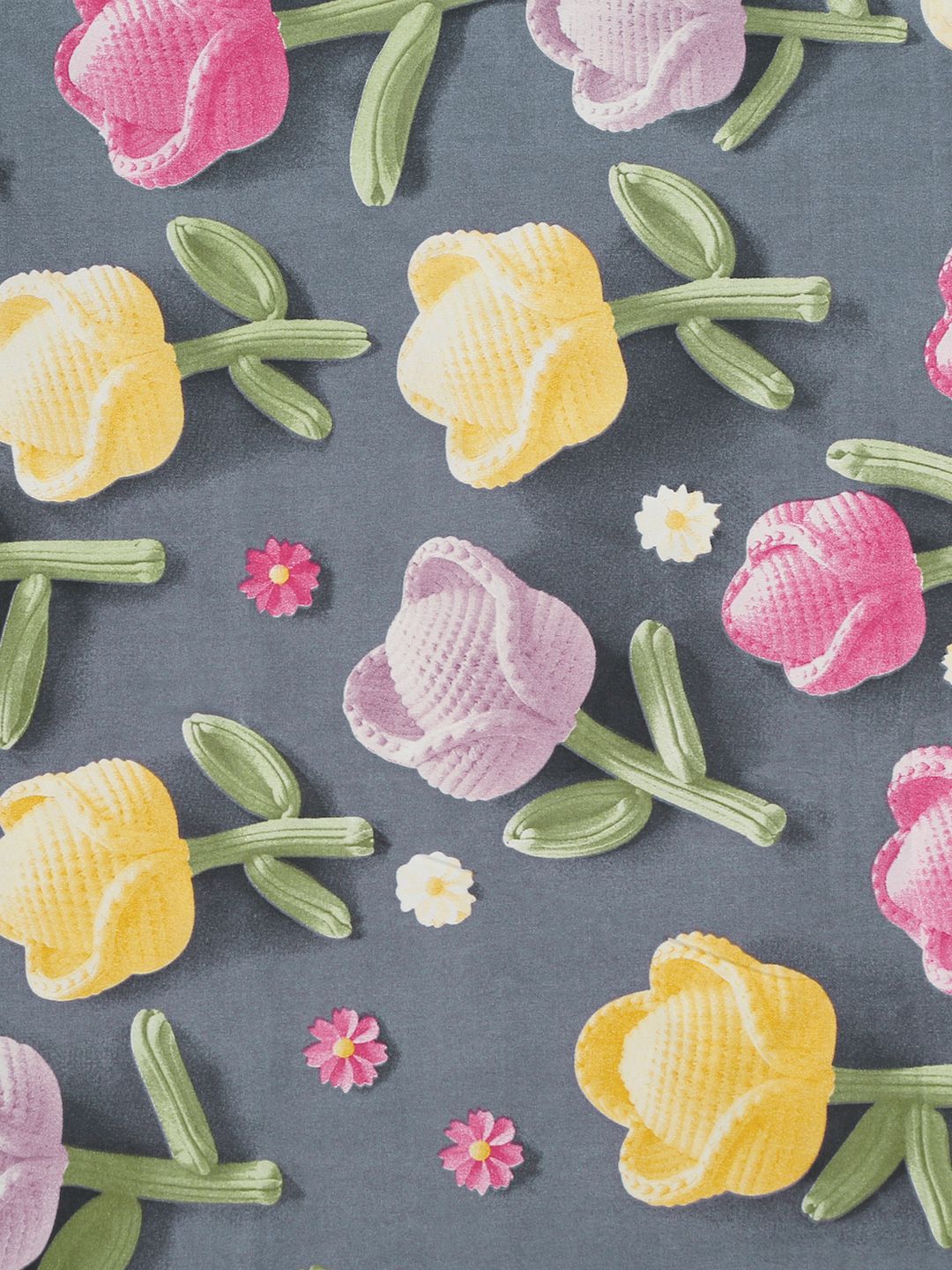 KLOTTHE Grey Floral Fitted 300TC King Superfine 7D Cadar & 2 Sarung Bantal-2.50mx2.25m