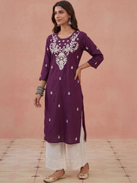 Kurta Sulam Benang Sulam Wanita Rumah Chikankari