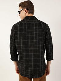 Thomas Scott Men Smart Spread Collar Windowpane Checked Slim Fit Casual Shirt