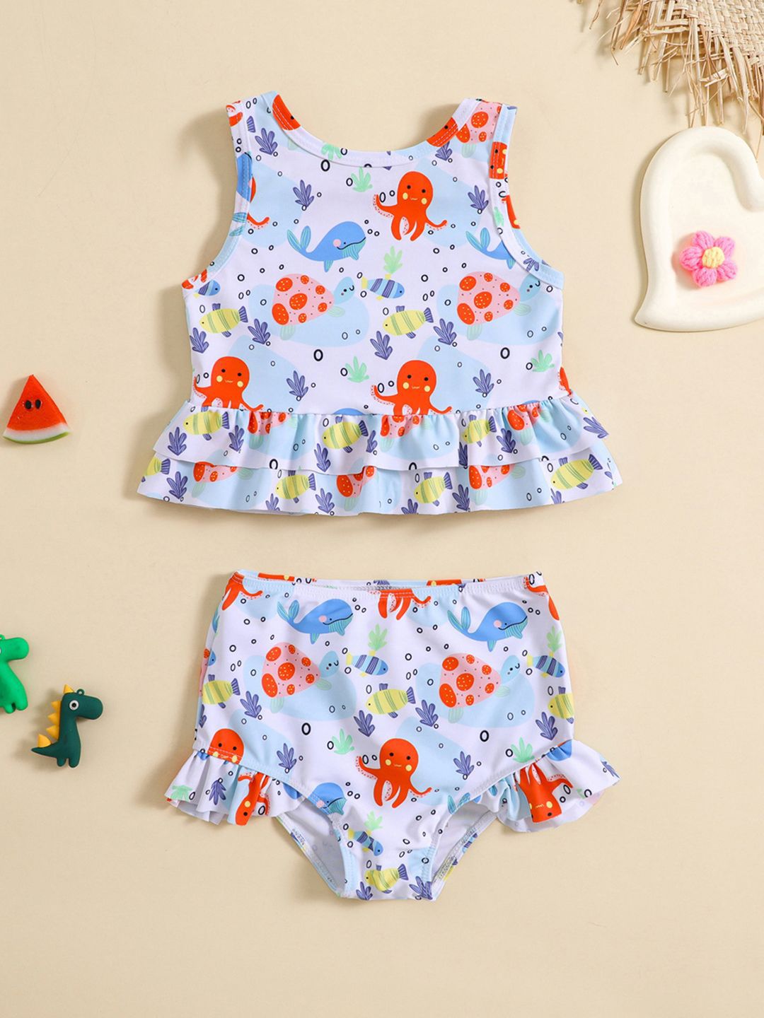 YK Girls Printed Swimset