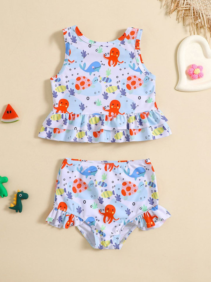 YK Girls Printed Swimset