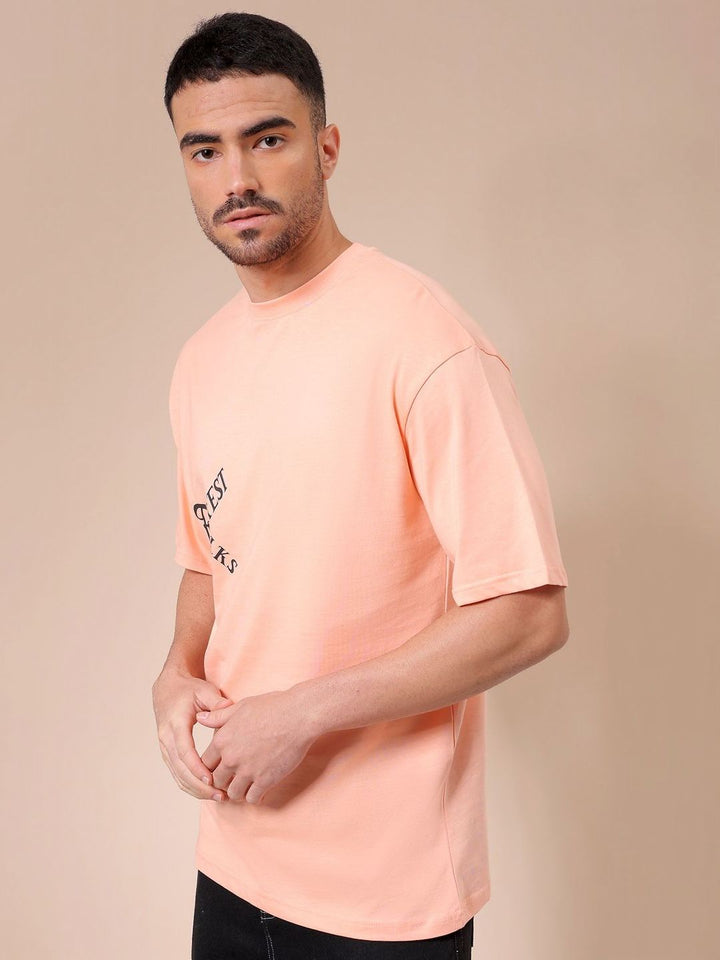 The Indian Garage Co Men Pure Cotton Graphic Printed Round Neck Cotton Oversized T-shirt